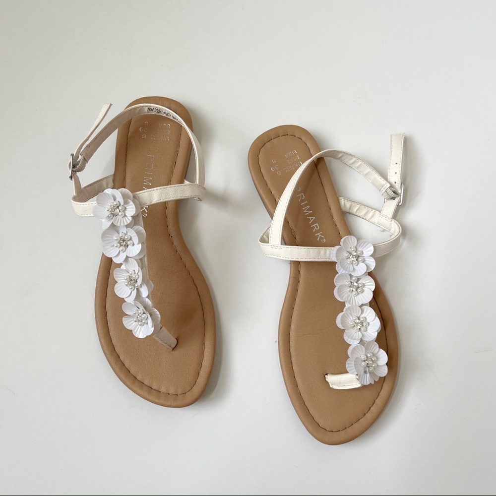 Primark White Floral Sandals